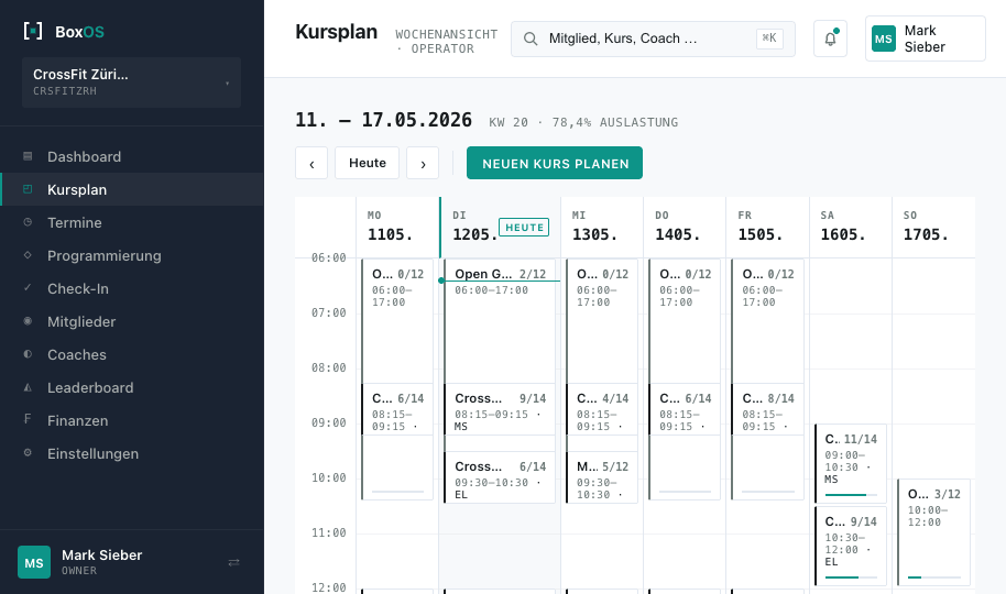 BoxOS Owner-Konsole — Dashboard